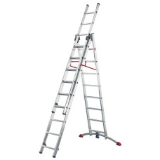 Алюминиевая трехсекционная лестница Hailo ProfiLOT 2х9+1х8 9309-501 Алюминиевая трехсекционная лестница Hailo ProfiLOT 2х9+1х8 9309-501